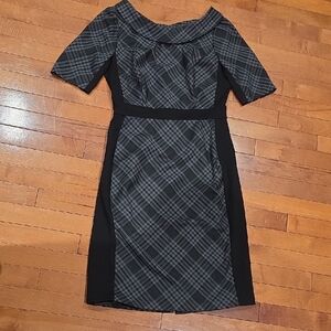 White House/Black Market Suzi Chan For Maggie Gray/Black Checkered Midi Dress